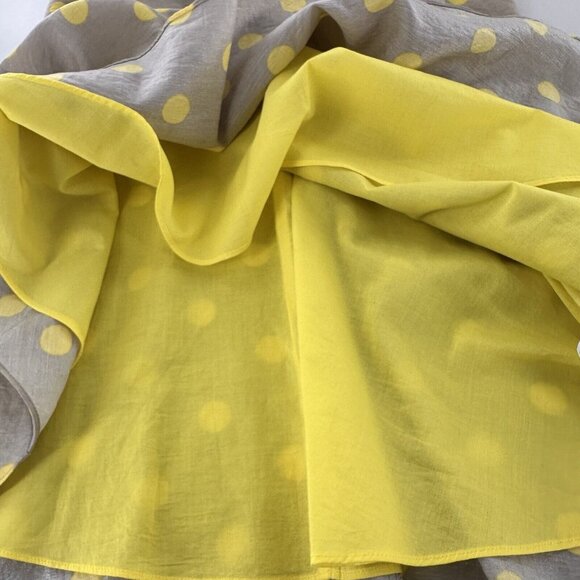 Yumi Yellow Polka Dot 8/10 L Sleeveless Fit & Flare Dress Viscose Linen Boho - Picture 14 of 15